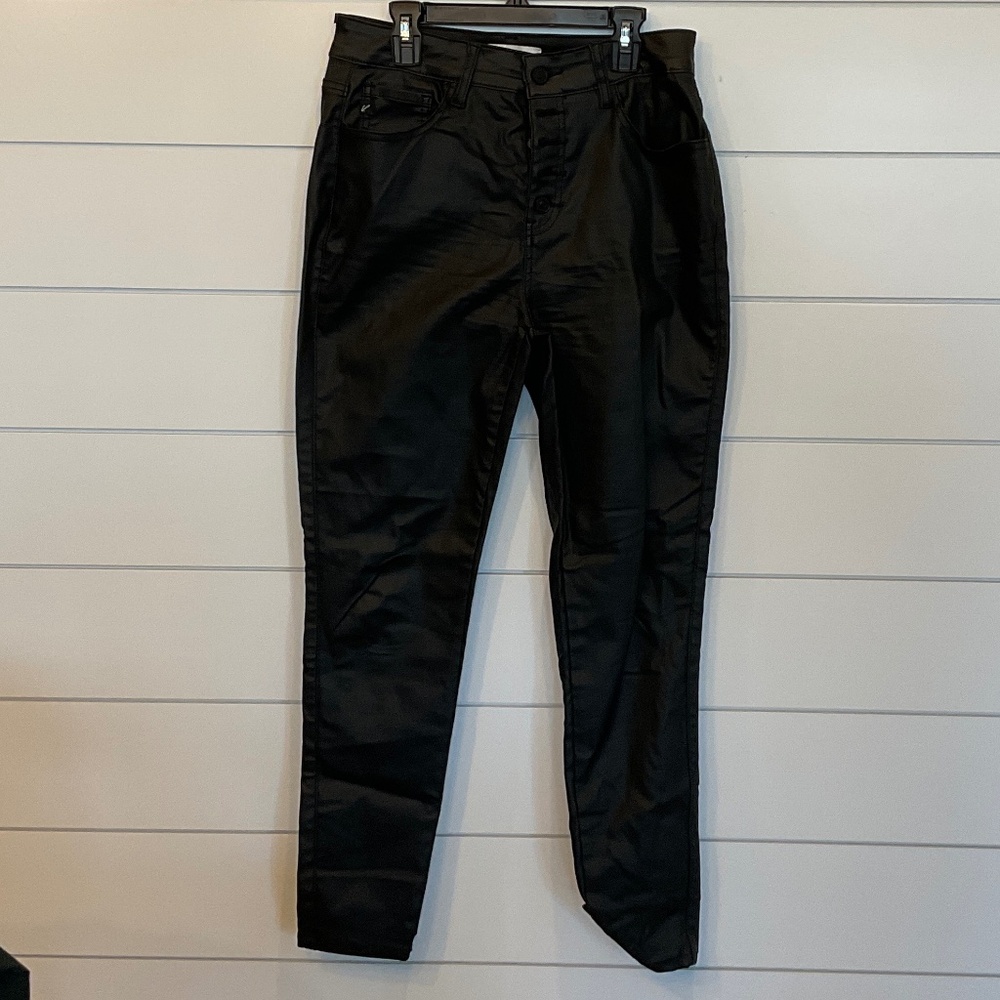 #0264N WOMEN’S KANCAN BLACK FAUX LEATHER JEAN/PANT SIZE: 9/28